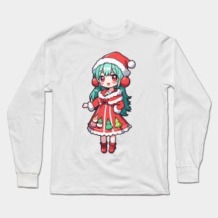 Cute christmas anime girl Long Sleeve T-Shirt